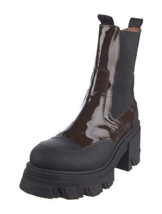 Ganni Patent Leather Chelsea Boots
