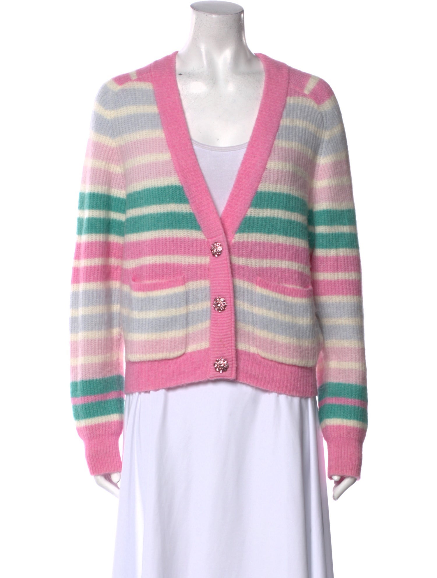 Ganni Striped V-Neck Sweater