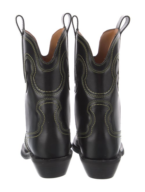Ganni Leather Embroidered Accent Western Boots