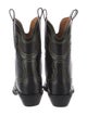 Ganni Leather Embroidered Accent Western Boots