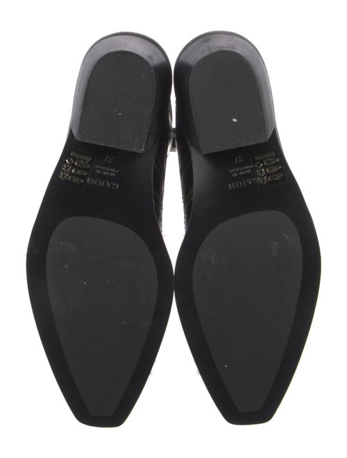 Ganni Leather Embroidered Accent Western Boots