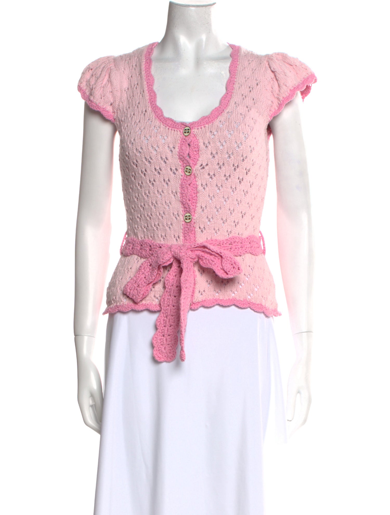 Ganni Colorblock Pattern Scoop Neck Sweater