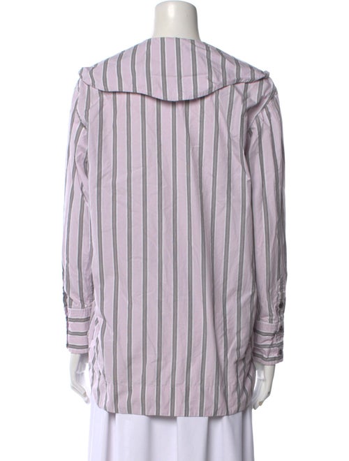 Ganni Striped V-Neck Button-Up Top