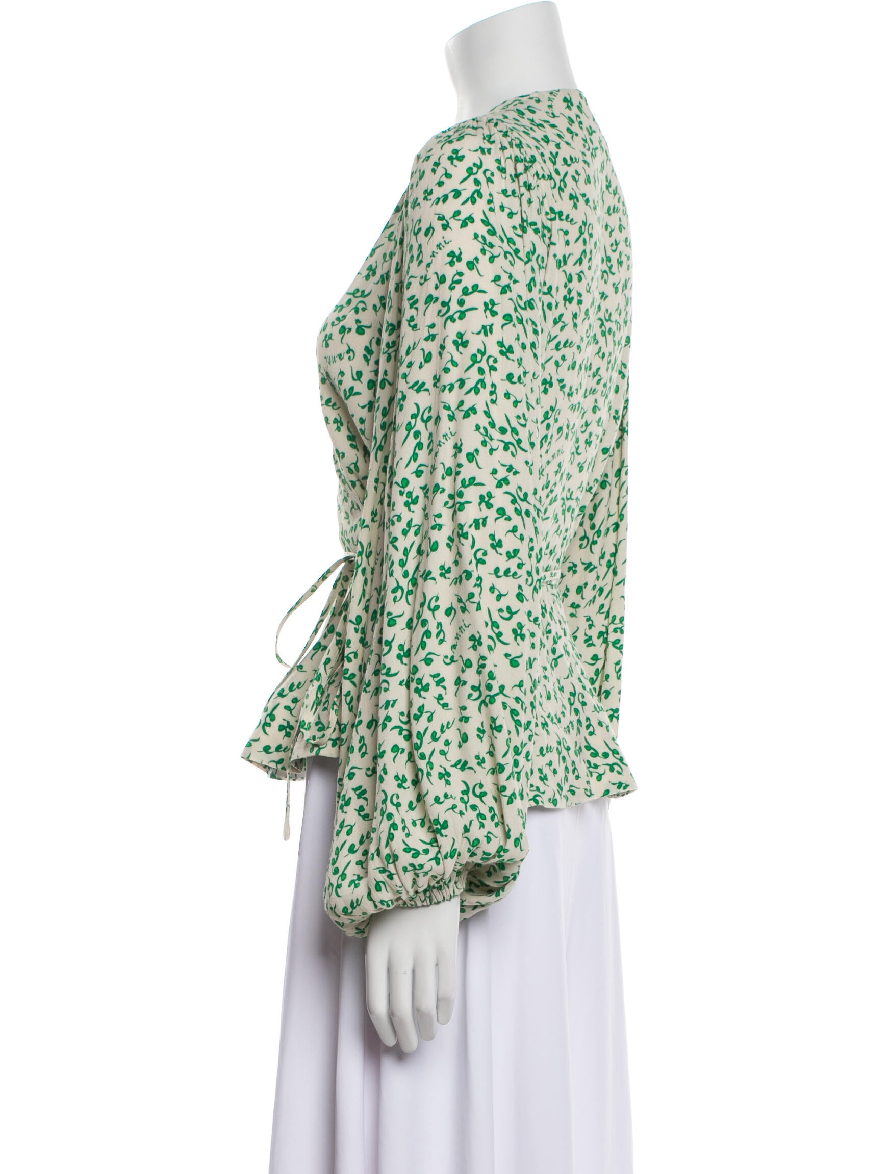 Ganni Floral Print V-Neck Blouse