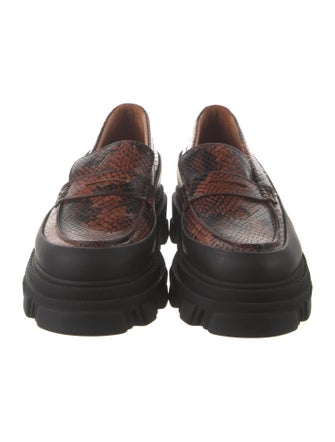 Ganni Snakeskin Animal Print Loafers