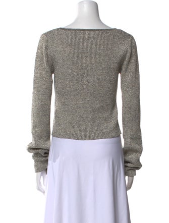 Ganni Patterned Scoop Neck Crop Top