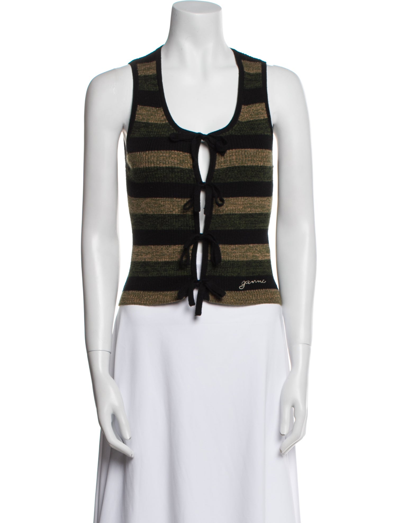 Ganni Merino Wool Striped Crop Top