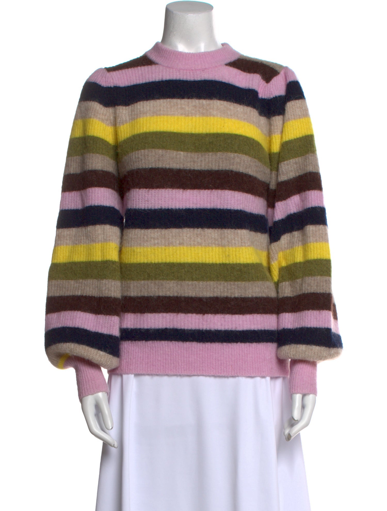 Ganni Striped Mock Neck Sweater
