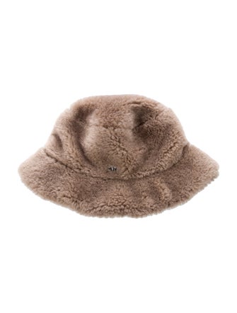 Ganni Polyester Faux Shearling Bucket Hat