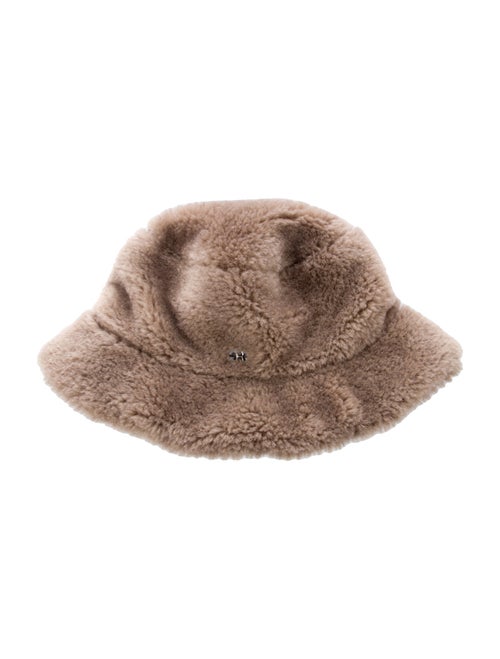 Ganni Polyester Faux Shearling Bucket Hat