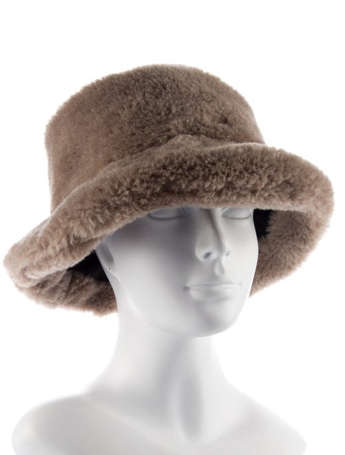 Ganni Polyester Faux Shearling Bucket Hat