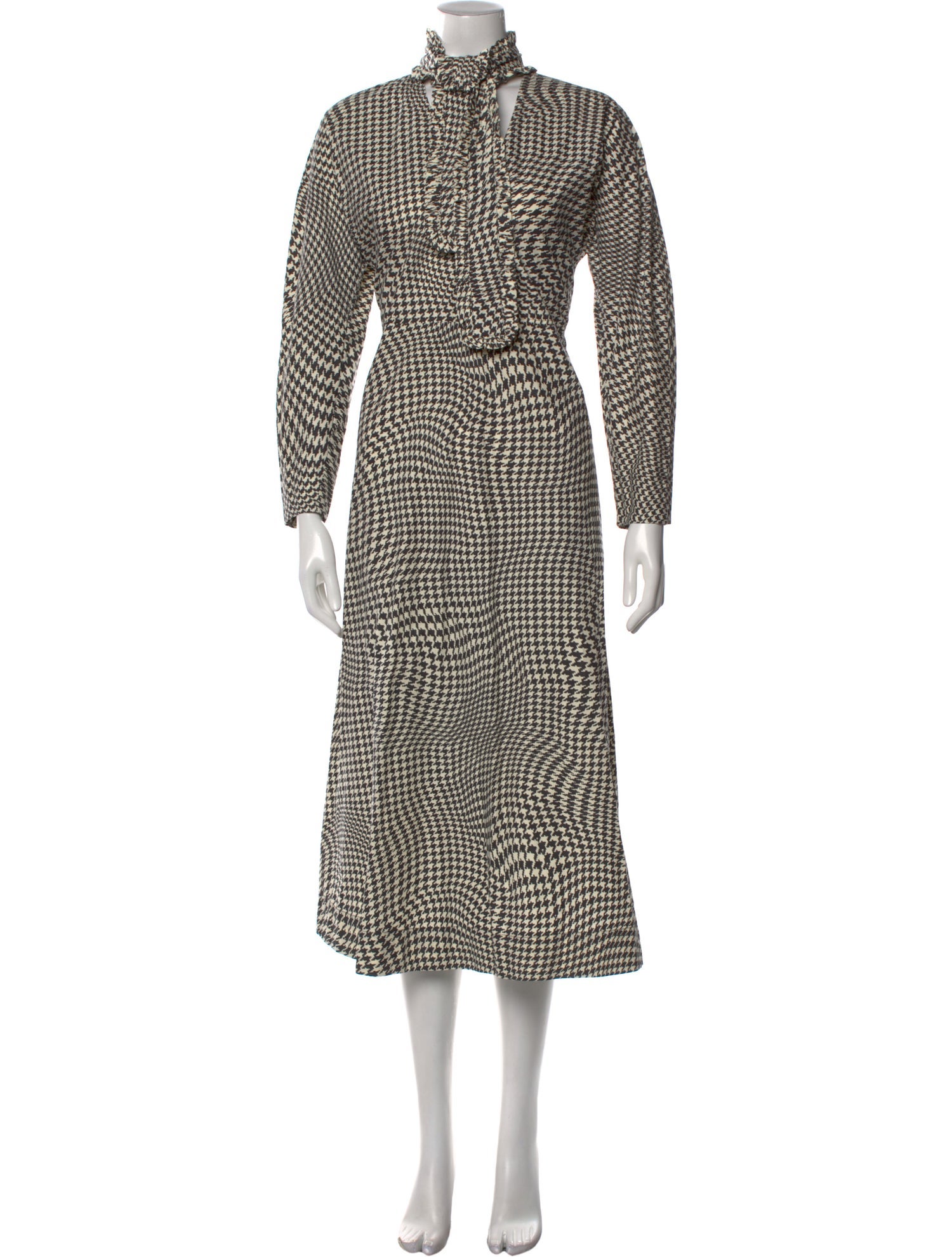 Ganni Houndstooth Print Long Dress