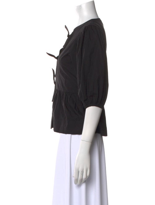 Ganni V-Neck Three-Quarter Sleeve Top