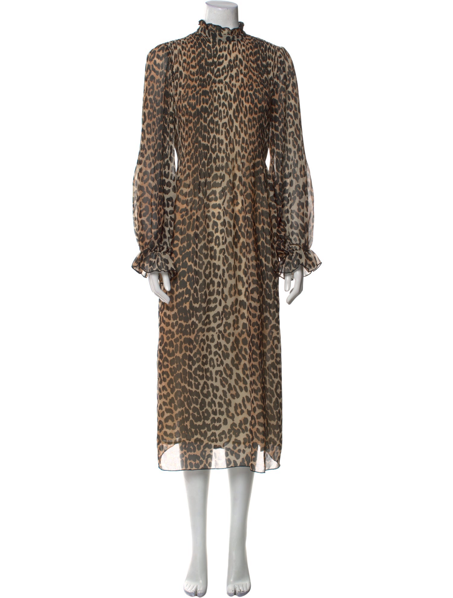 Ganni Animal Print Midi Length Dress