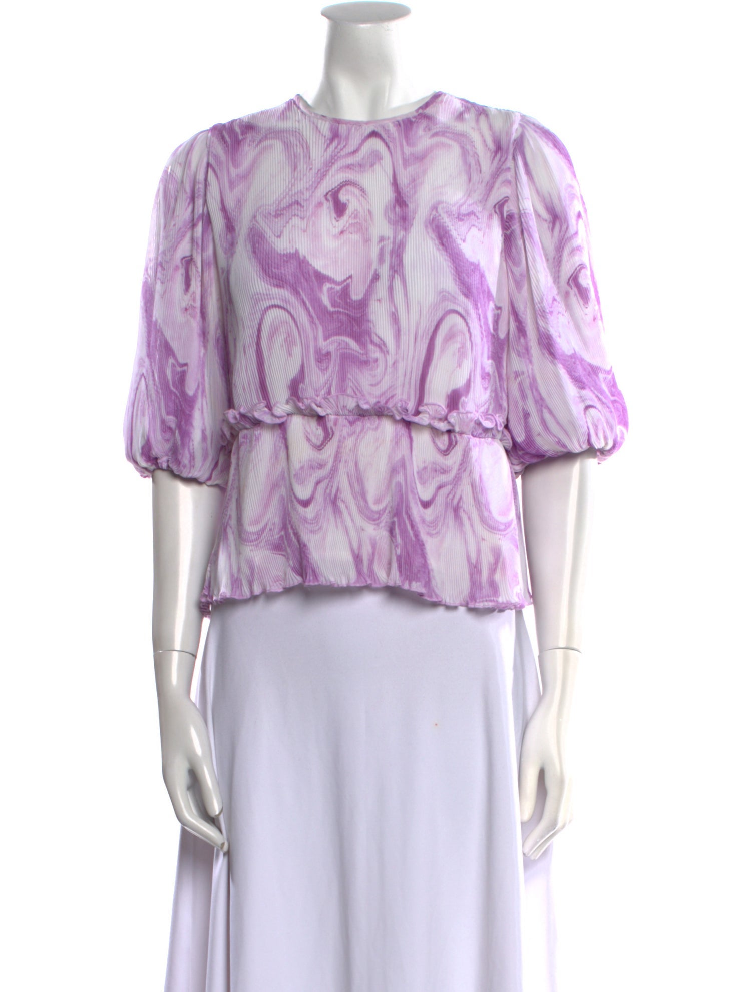 Ganni Floral Print Bateau Neckline Blouse