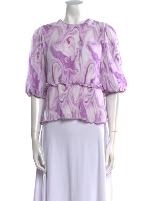 Ganni Floral Print Bateau Neckline Blouse