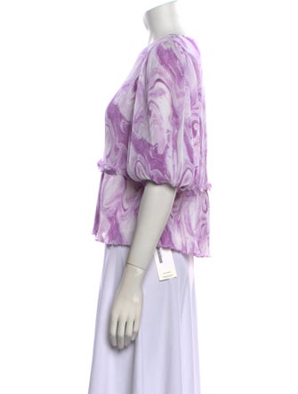 Ganni Floral Print Bateau Neckline Blouse