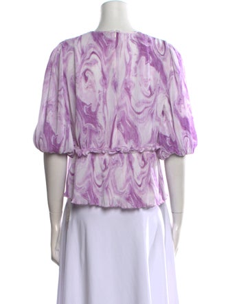 Ganni Floral Print Bateau Neckline Blouse