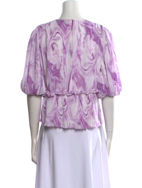 Ganni Floral Print Bateau Neckline Blouse