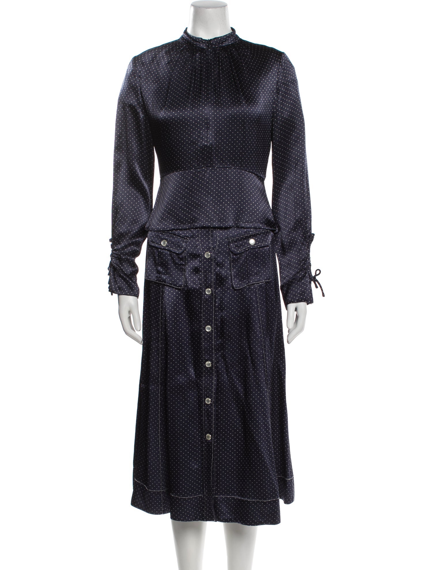 Ganni Polka Dot Print Cutout Accent Skirt Set