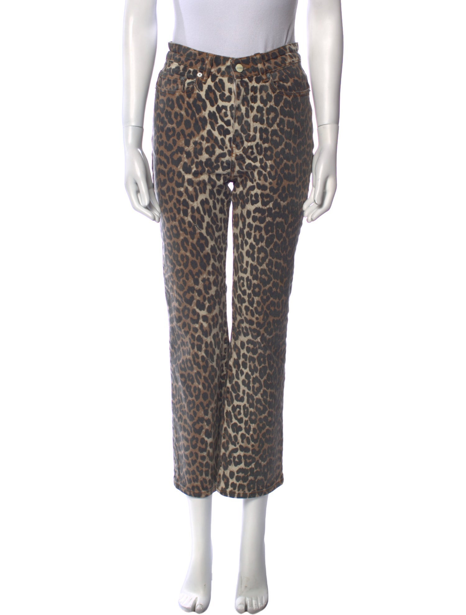 Ganni Animal Print Straight Leg Pants