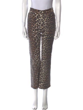 Ganni Animal Print Straight Leg Pants