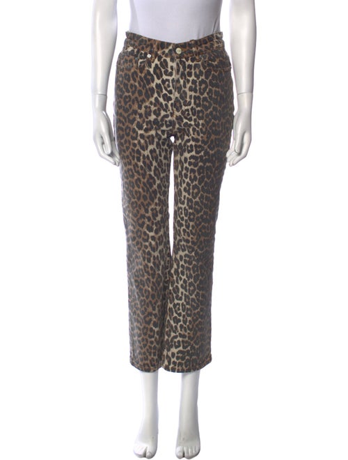 Ganni Animal Print Straight Leg Pants