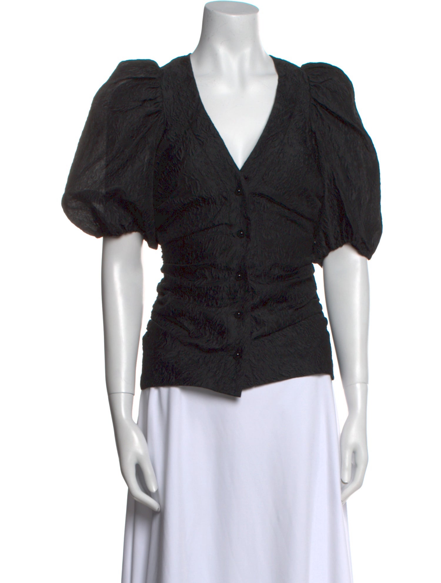 Ganni V-Neck Short Sleeve Blouse w/ Tags