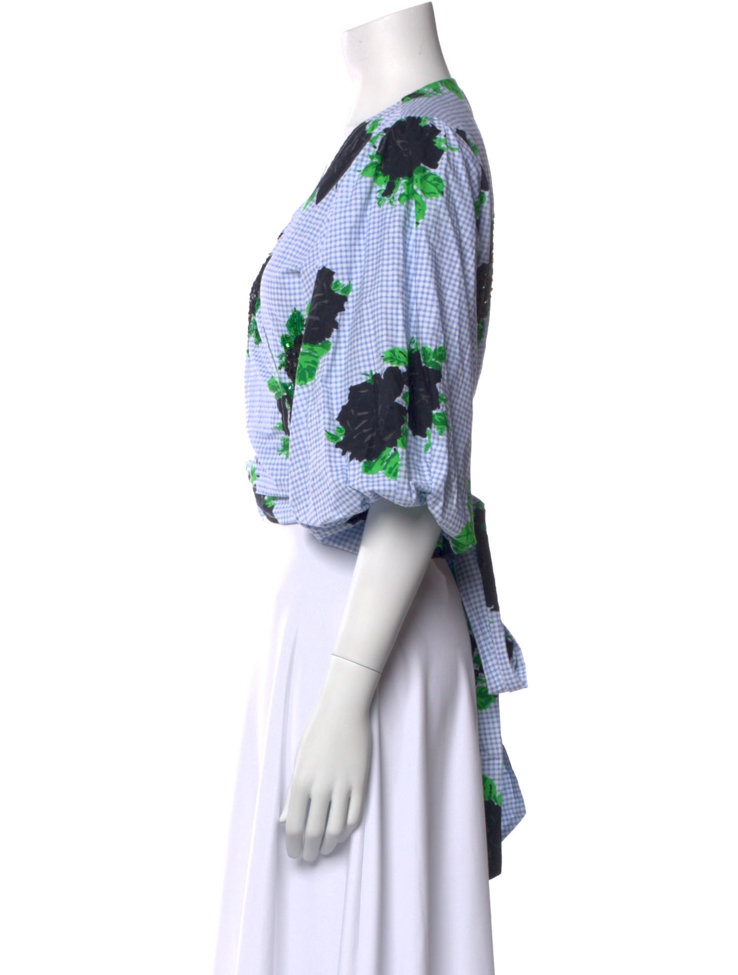 Ganni Floral Print V-Neck Crop Top