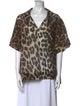 Ganni Animal Print Short Sleeve Blouse