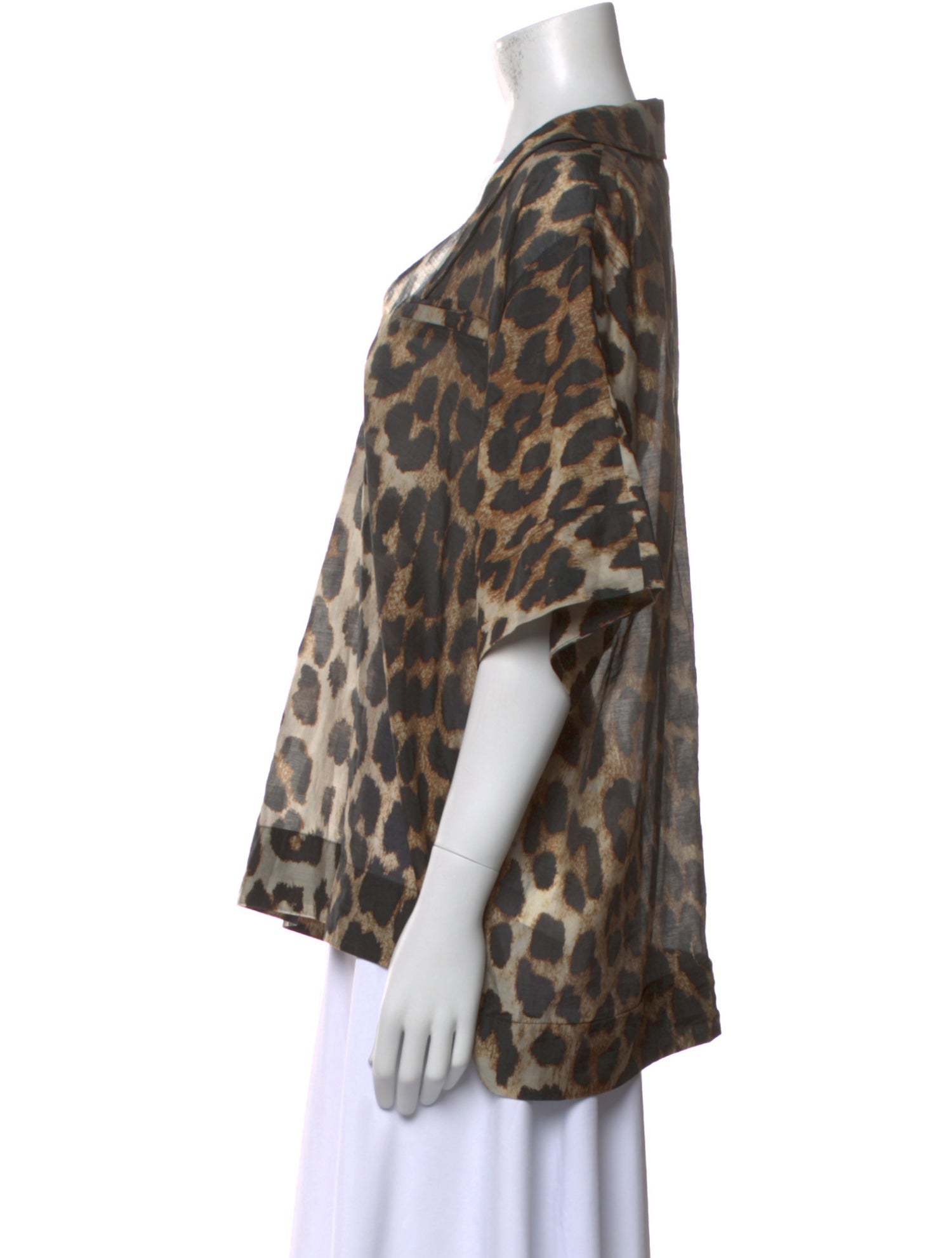 Ganni Animal Print Short Sleeve Blouse