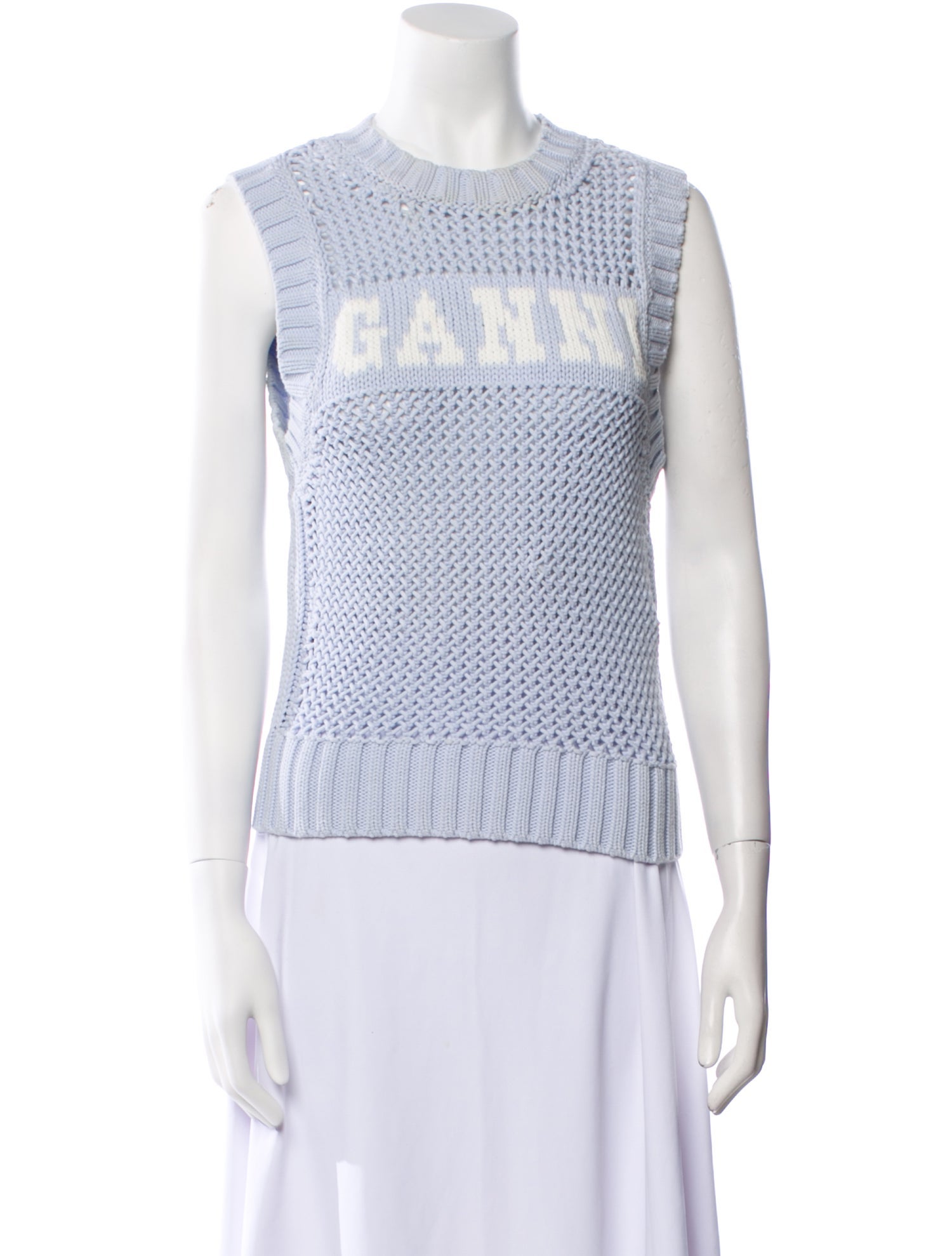 Ganni Graphic Print Crew Neck Top
