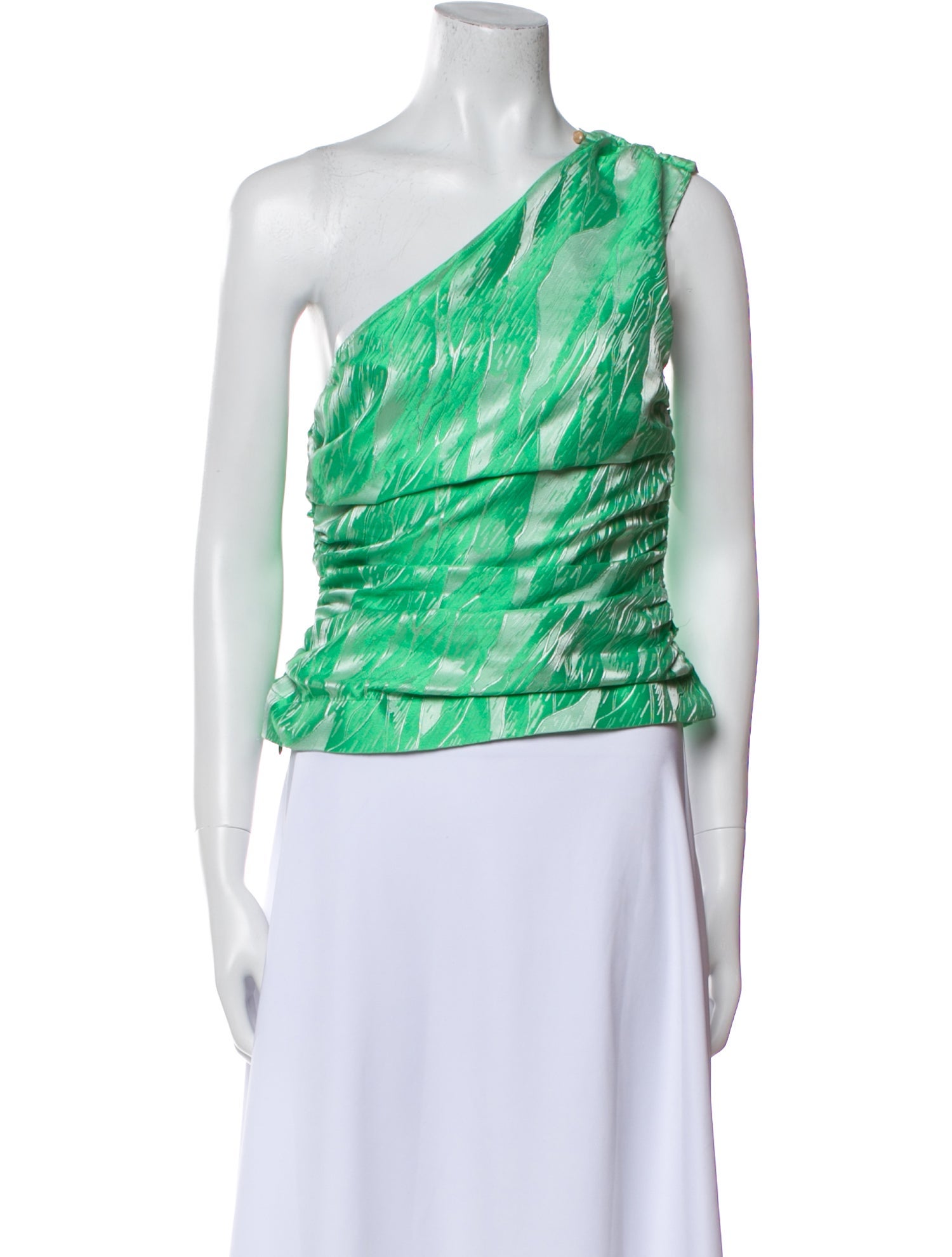 Ganni Printed One-Shoulder Top