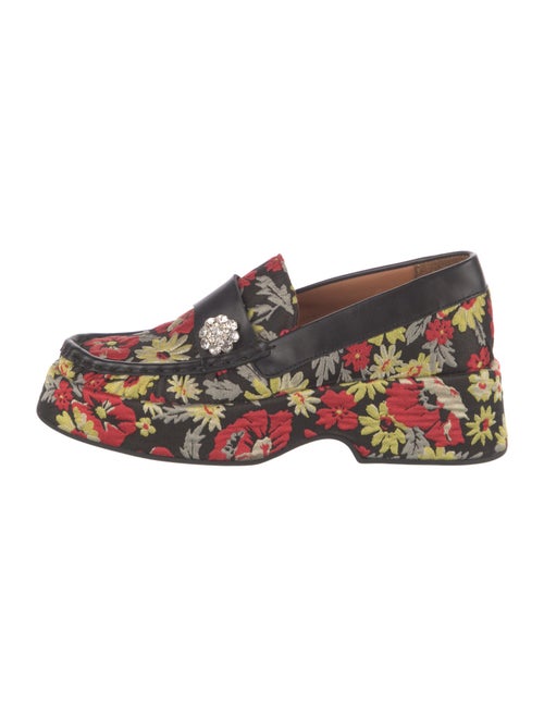 Ganni Floral Print Crystal Embellishments Loafers