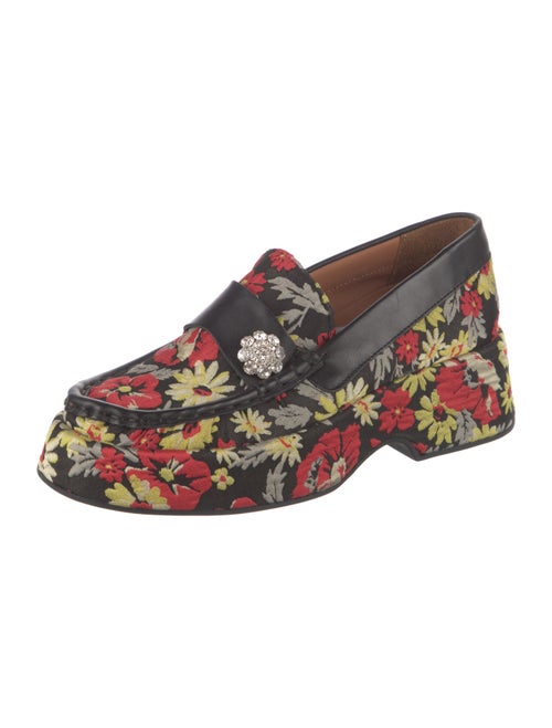 Ganni Floral Print Crystal Embellishments Loafers