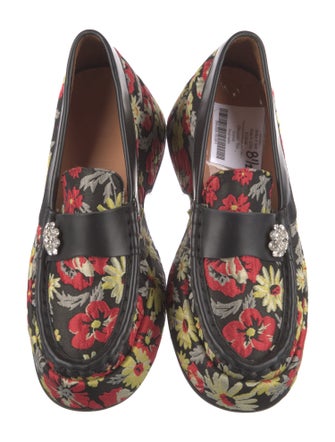 Ganni Floral Print Crystal Embellishments Loafers