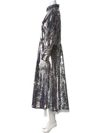 Ganni Mock Neck Midi Length Dress