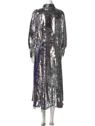 Ganni Mock Neck Midi Length Dress