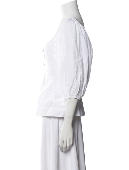 Ganni Square Neckline Three-Quarter Sleeve Button-Up Top