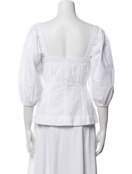 Ganni Square Neckline Three-Quarter Sleeve Button-Up Top