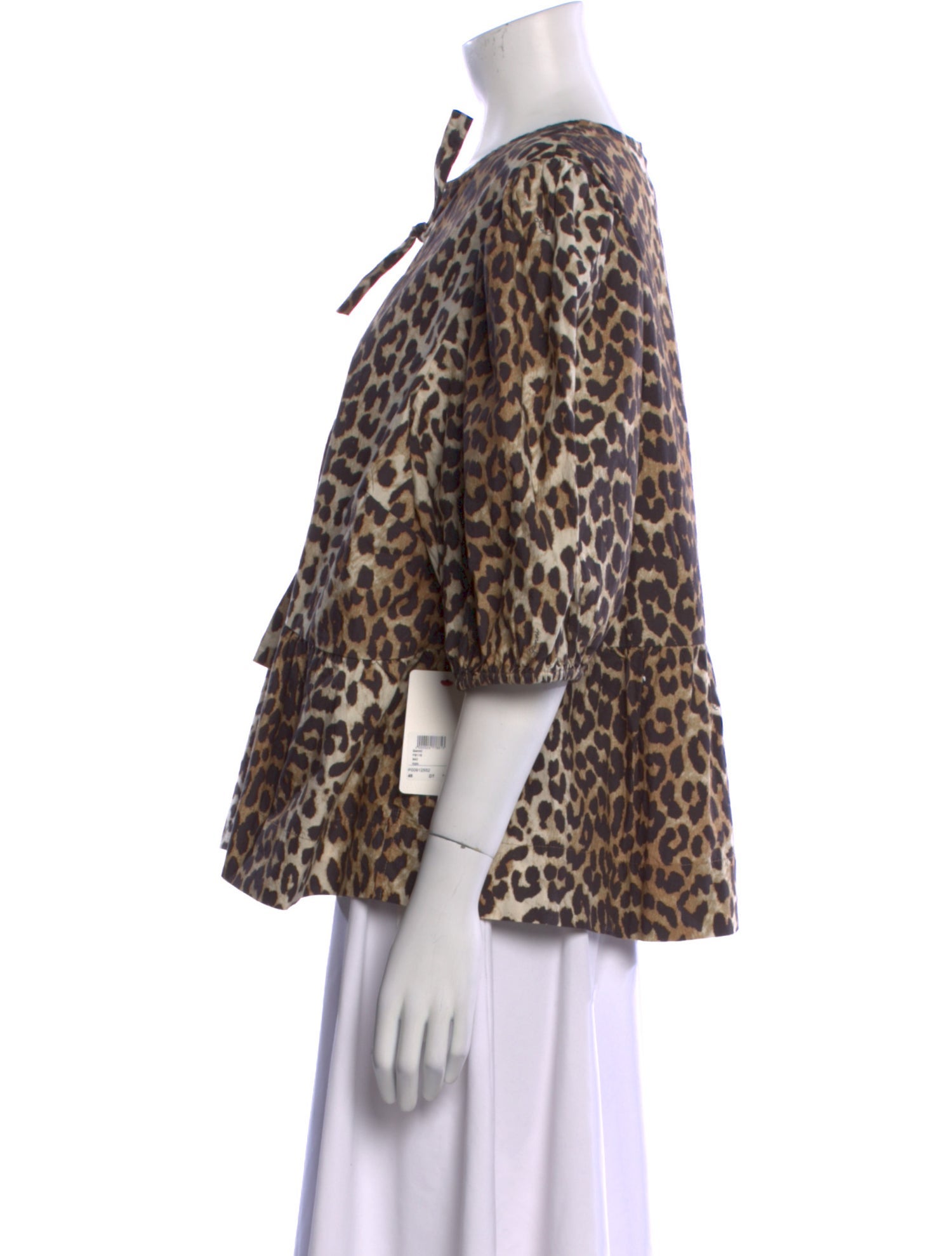 Ganni Animal Print Scoop Neck Top w/ Tags