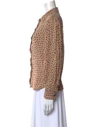 Ganni Polka Dot Print Long Sleeve Button-Up Top