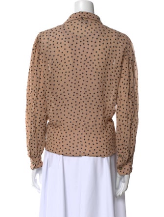 Ganni Polka Dot Print Long Sleeve Button-Up Top