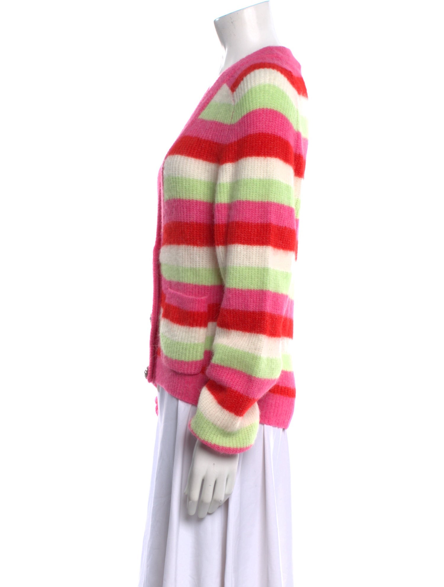 Ganni Striped Plunge Neckline Sweater
