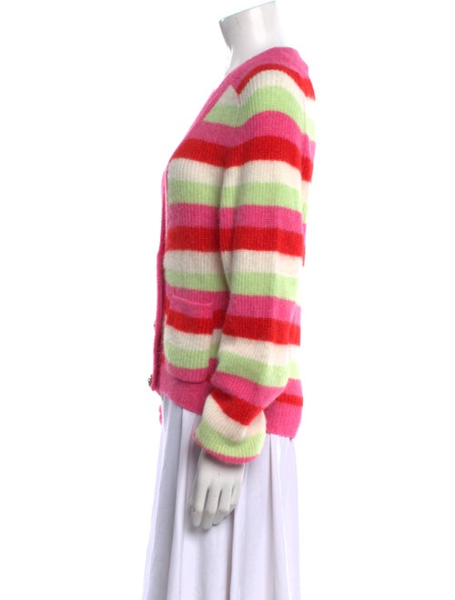 Ganni Striped Plunge Neckline Sweater