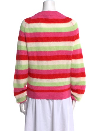 Ganni Striped Plunge Neckline Sweater