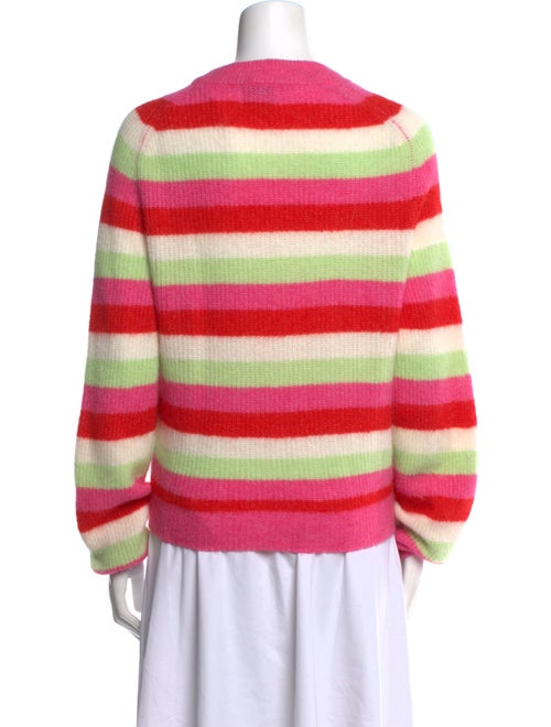 Ganni Striped Plunge Neckline Sweater