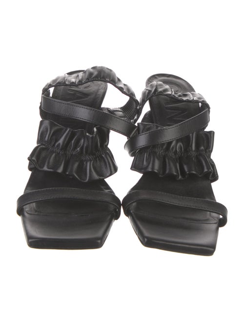Ganni Leather Ruffle Embellishment Slingback Sandals