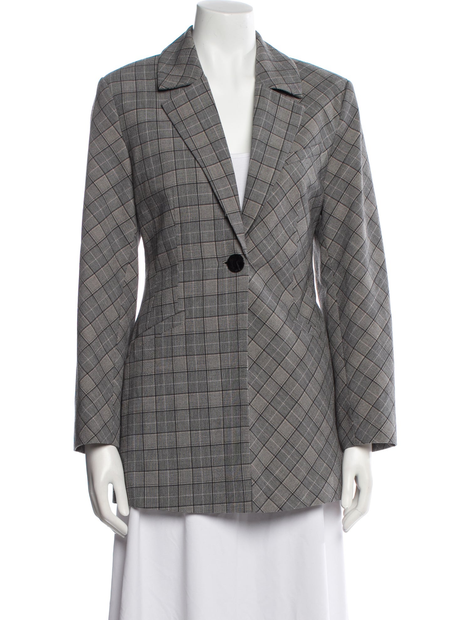 Ganni Plaid Print Blazer