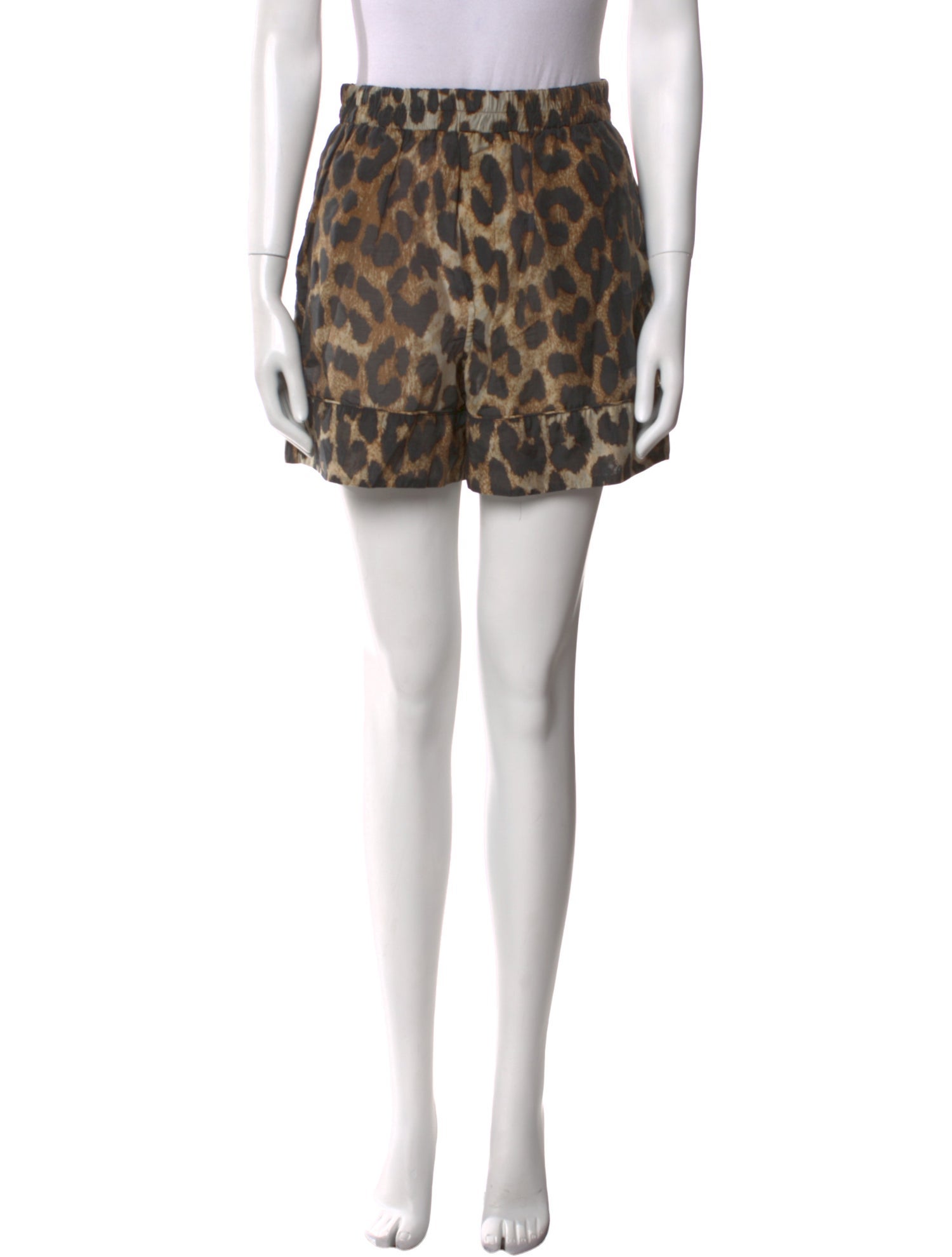 Ganni Animal Print Mini Shorts